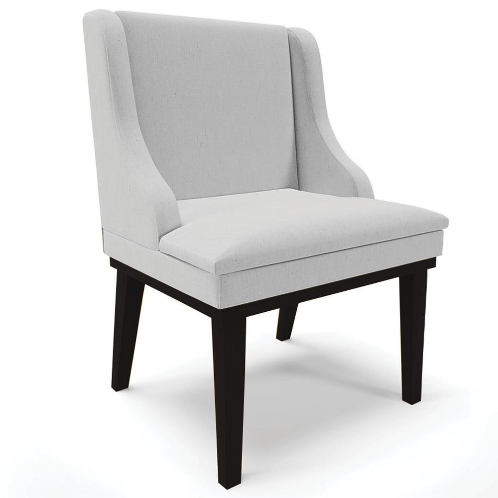 Cadeira Decorativa Sala de Jantar Base Fixa de Madeira Firenze Linho Cinza/Preto G19 - Gra