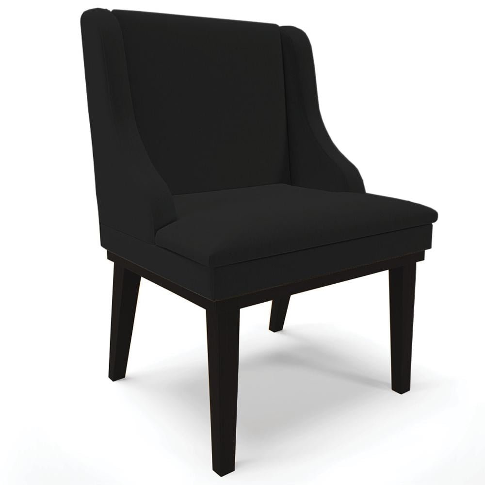 Cadeira Decorativa Sala de Jantar Base Fixa de Madeira Firenze Linho Preto G19 - Gran Belo