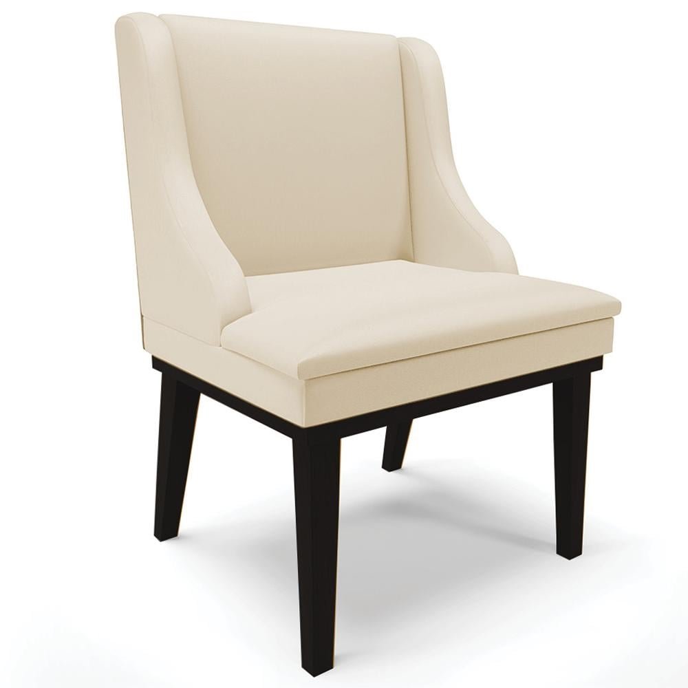 Cadeira Decorativa Sala de Jantar Base Fixa de Madeira Firenze PU Bege/Preto G19 - Gran Be