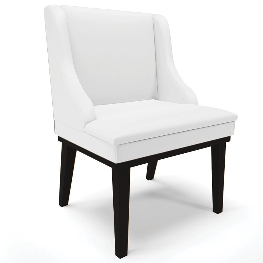 Cadeira Decorativa Sala de Jantar Base Fixa de Madeira Firenze PU Branco Fosco/Preto G19 -
