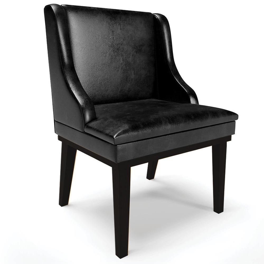 Cadeira Decorativa Sala de Jantar Base Fixa de Madeira Firenze PU Preto Brilho G19 - Gran