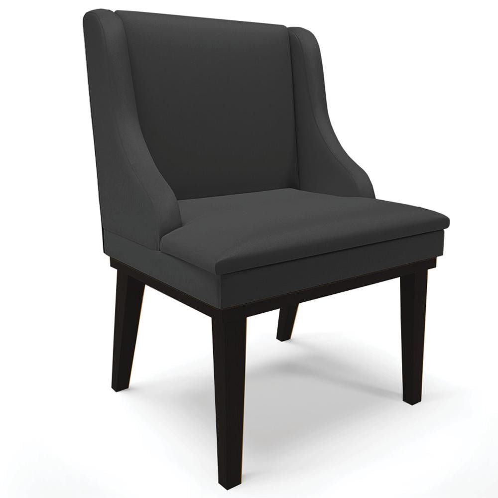 Cadeira Decorativa Sala de Jantar Base Fixa de Madeira Firenze PU Preto Fosco G19 - Gran B