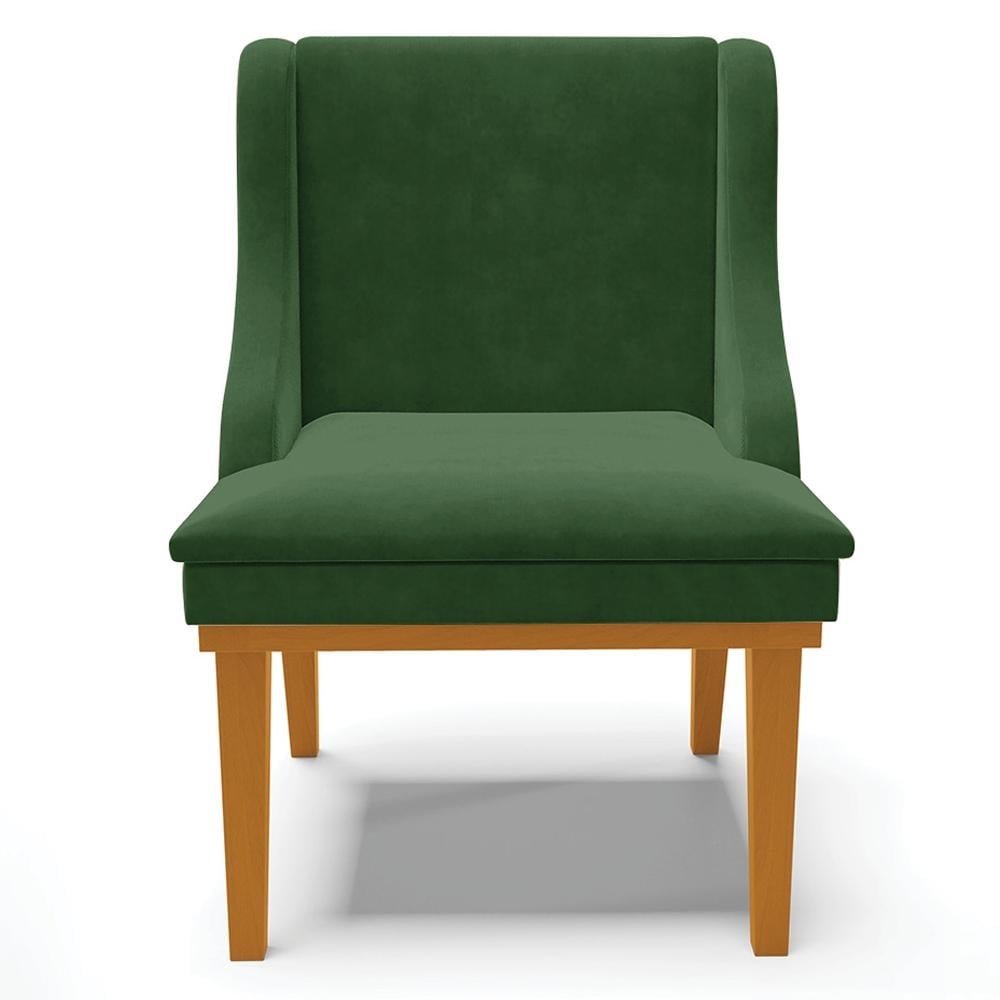 Cadeira Decorativa Sala de Jantar Base Fixa de Madeira Firenze Suede Verde/Castanho G19 -