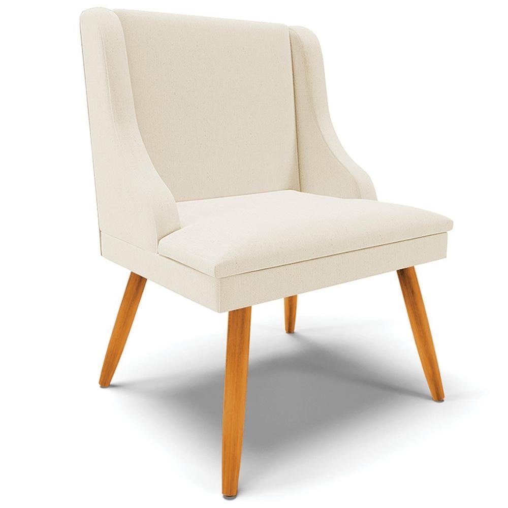 Cadeira Decorativa Sala de Jantar Pés Palito de Madeira Firenze Linho Bege/Natural G19 - G