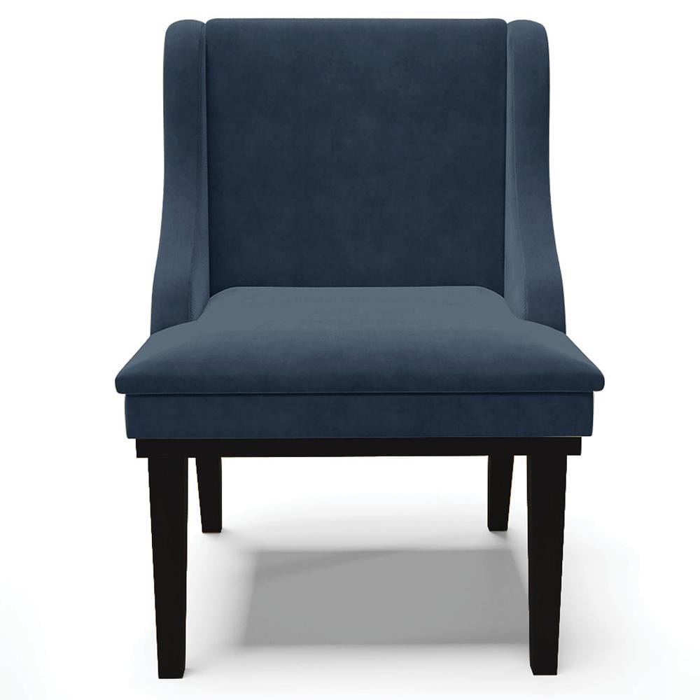 Kit 3 Cadeiras Decorativas Sala de Jantar Base Fixa de Madeira Firenze Suede Azul Marinho/