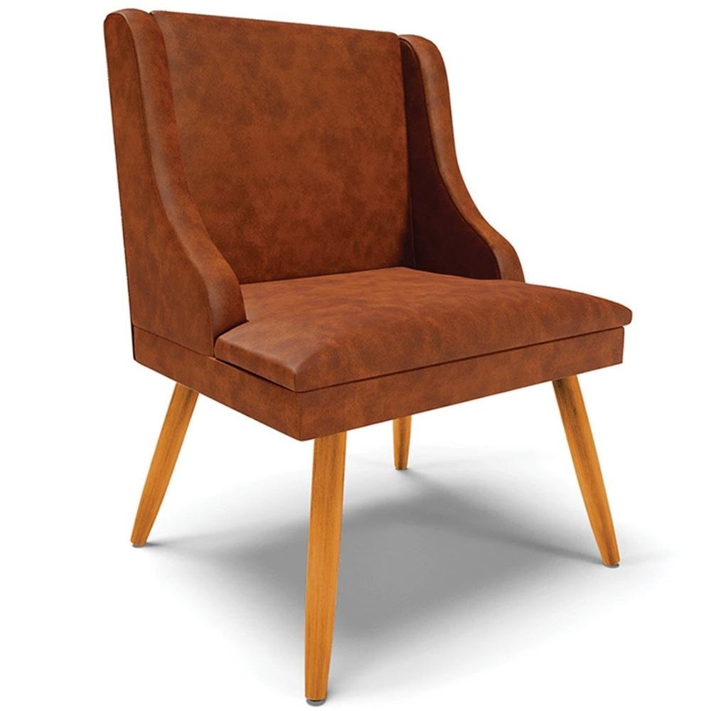 Cadeira Decorativa Sala de Jantar Pés Palito de Madeira Firenze PU Nozes/Natural G19 - Gra
