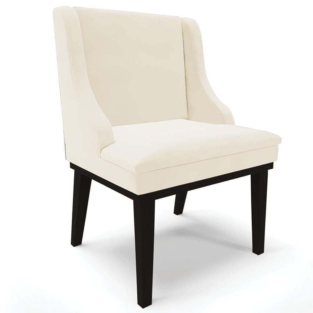 Cadeira Decorativa Sala de Jantar Base Fixa de Madeira Firenze Veludo Bege/Preto G19 - Gra
