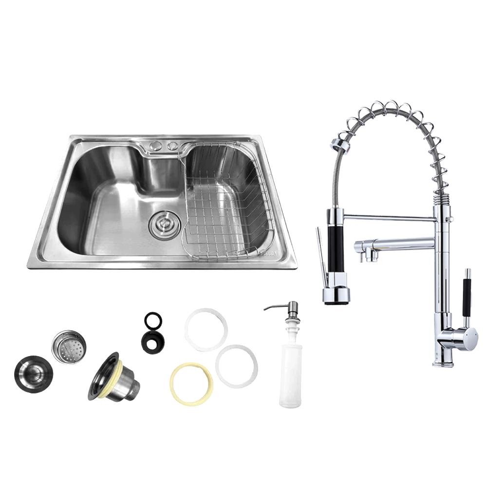 Cuba Pia Gourmet Aco Inox 201 CG201-C01 e Torneira Gourmet 50cm Cromada de Bancada Belcca