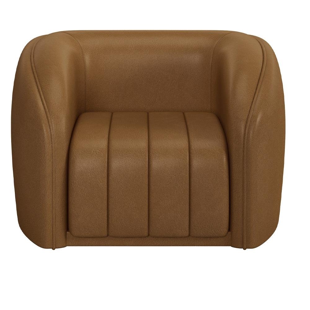 Poltrona Decorativa Sala de Estar Adam PU Caramelo G45 - Gran Belo