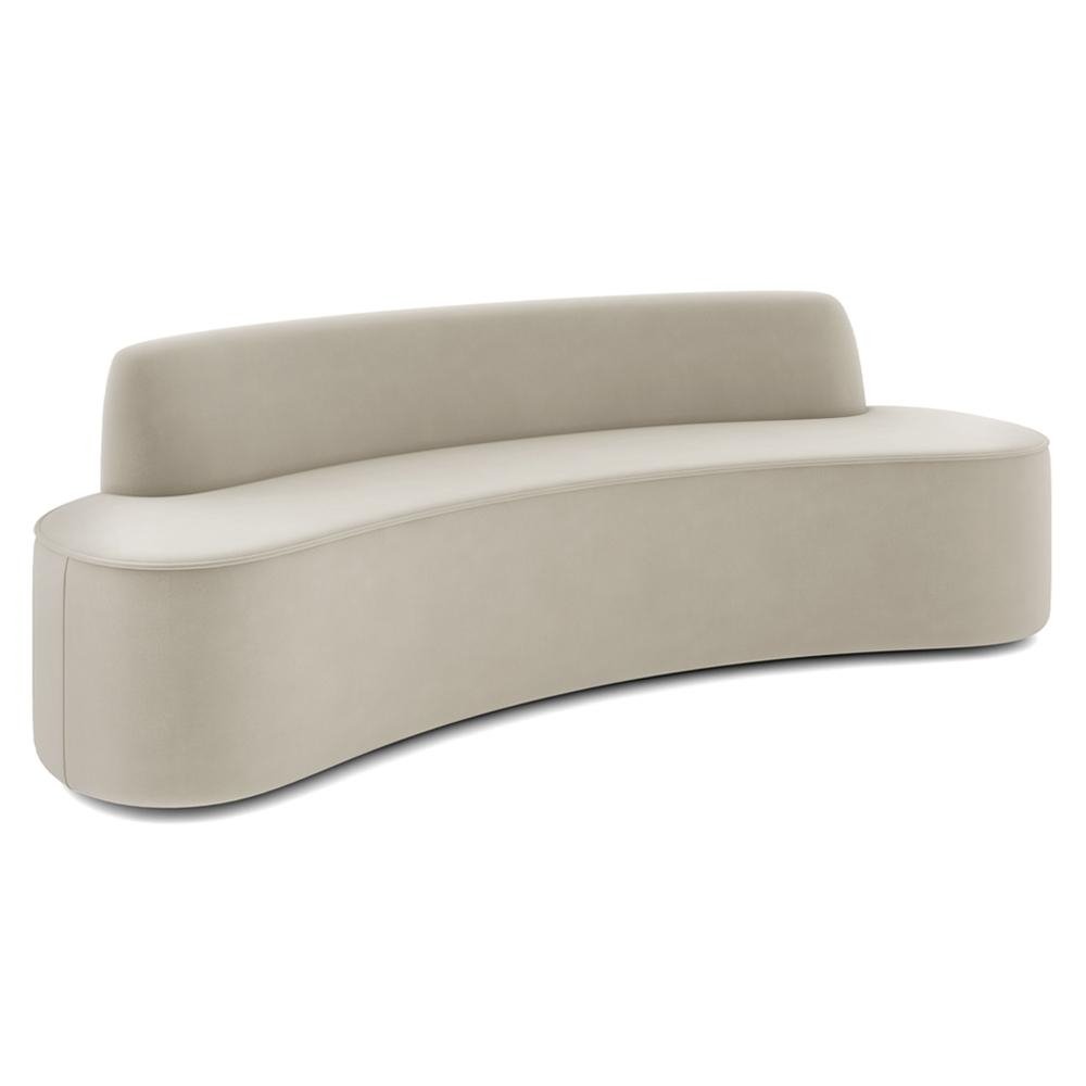 Sofa Decorativo 3 Lugares 180cm Belgica Curvo Veludo Creme G15 - Gran Belo
