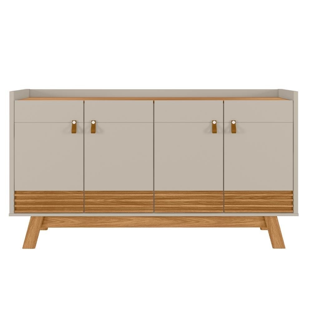 Buffet Aparador Decorativo Giustino Puxador em PU 160cm Nature/Off White G77 - Gran Belo