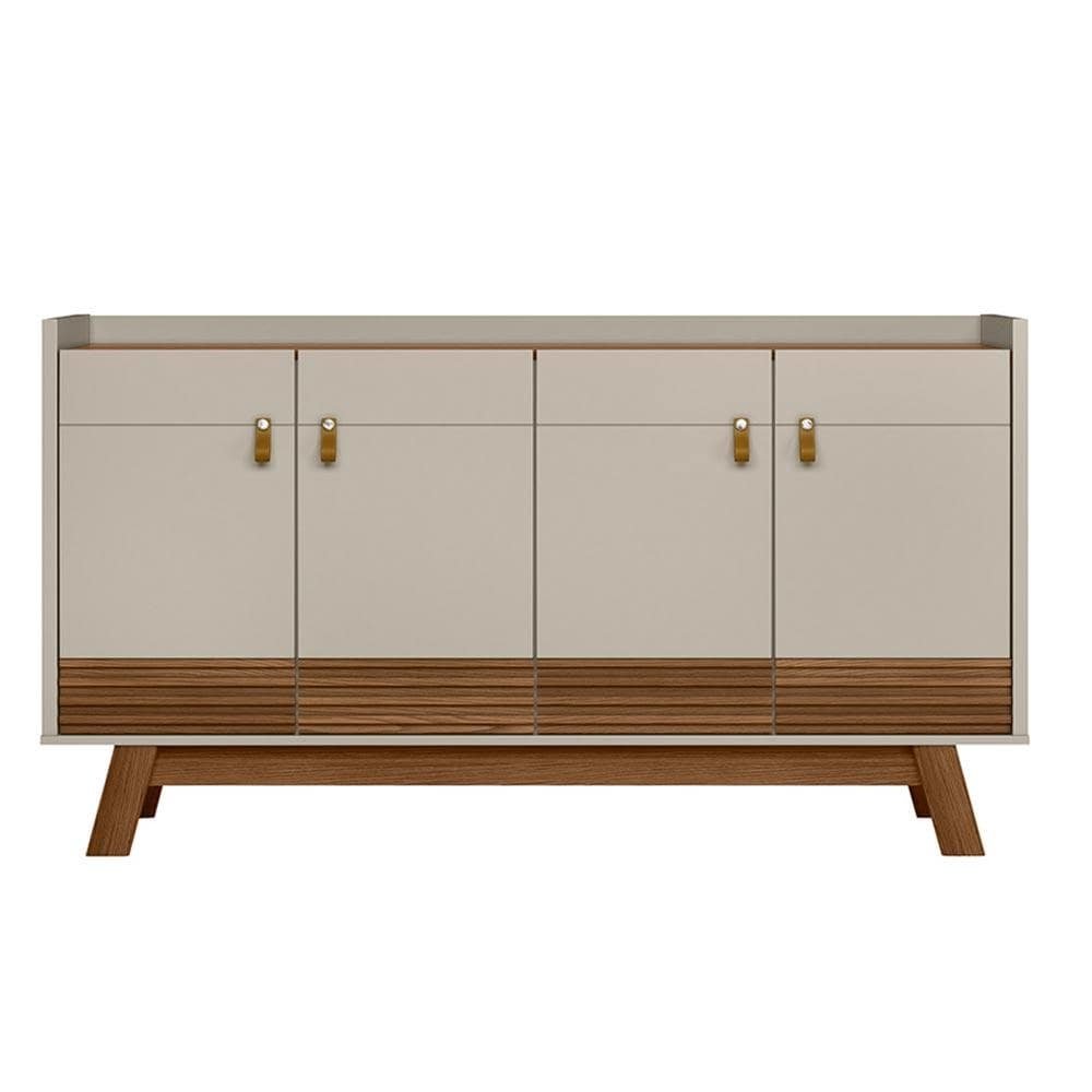 Buffet Aparador Decorativo Giustino Puxador em PU 160cm Freijo/Off White G77 - Gran Belo