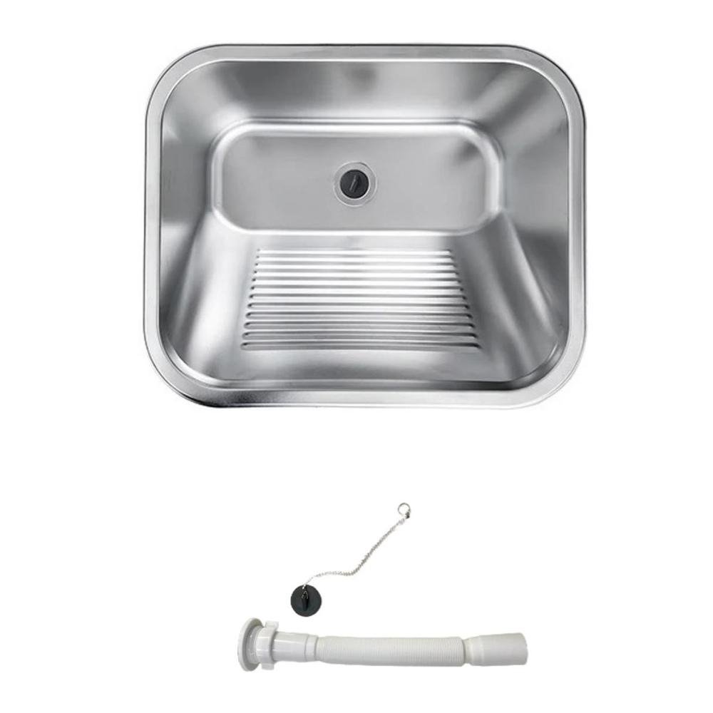 Tanque Lavanderia Aco Inox 201 Belcca 50x45cm Com Valvula e Sifao - TL201-01