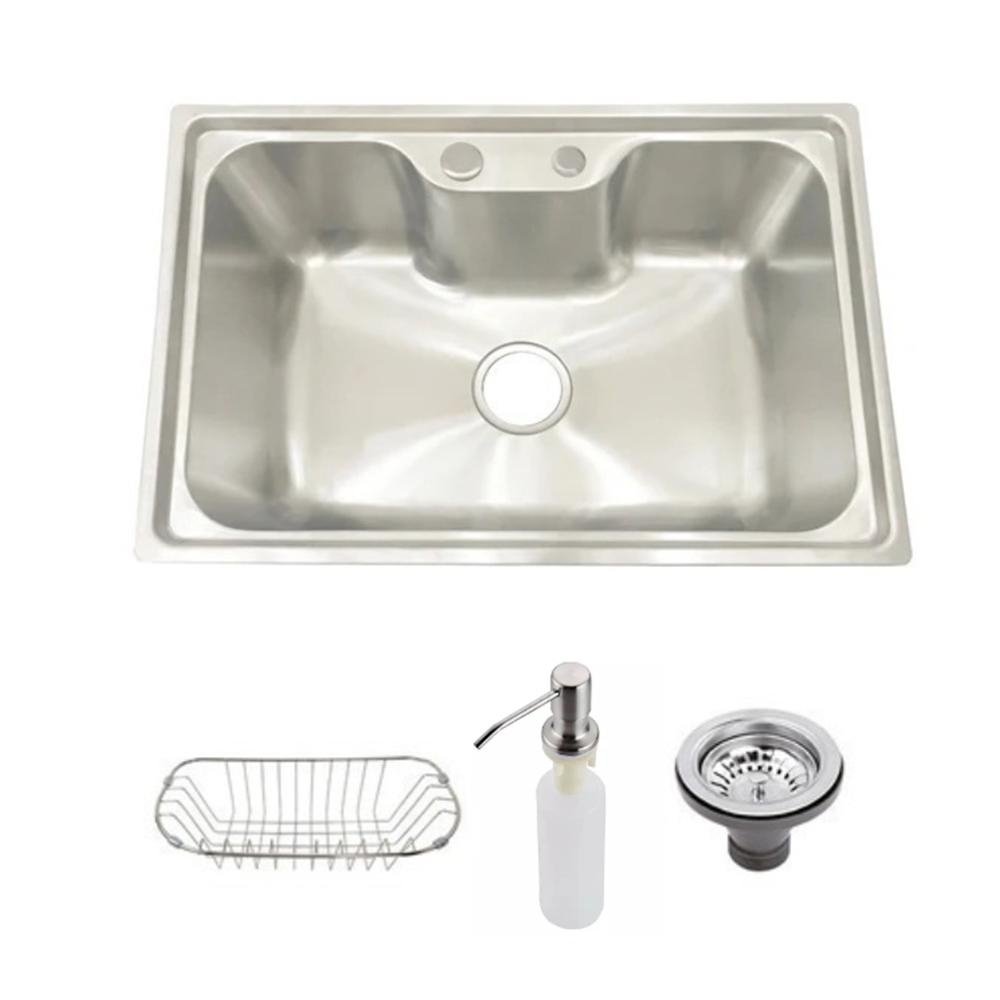 Cuba Pia Gourmet Aco Inox 201 Para Cozinha Belcca 70x45cm Kit Completo CG201-C01