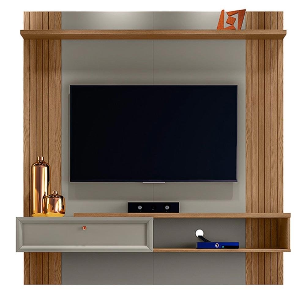 Painel Home Suspenso Frisco Detalhe Ripado para TV ate 60 Amendoa/Titanio G77 - Gran Belo