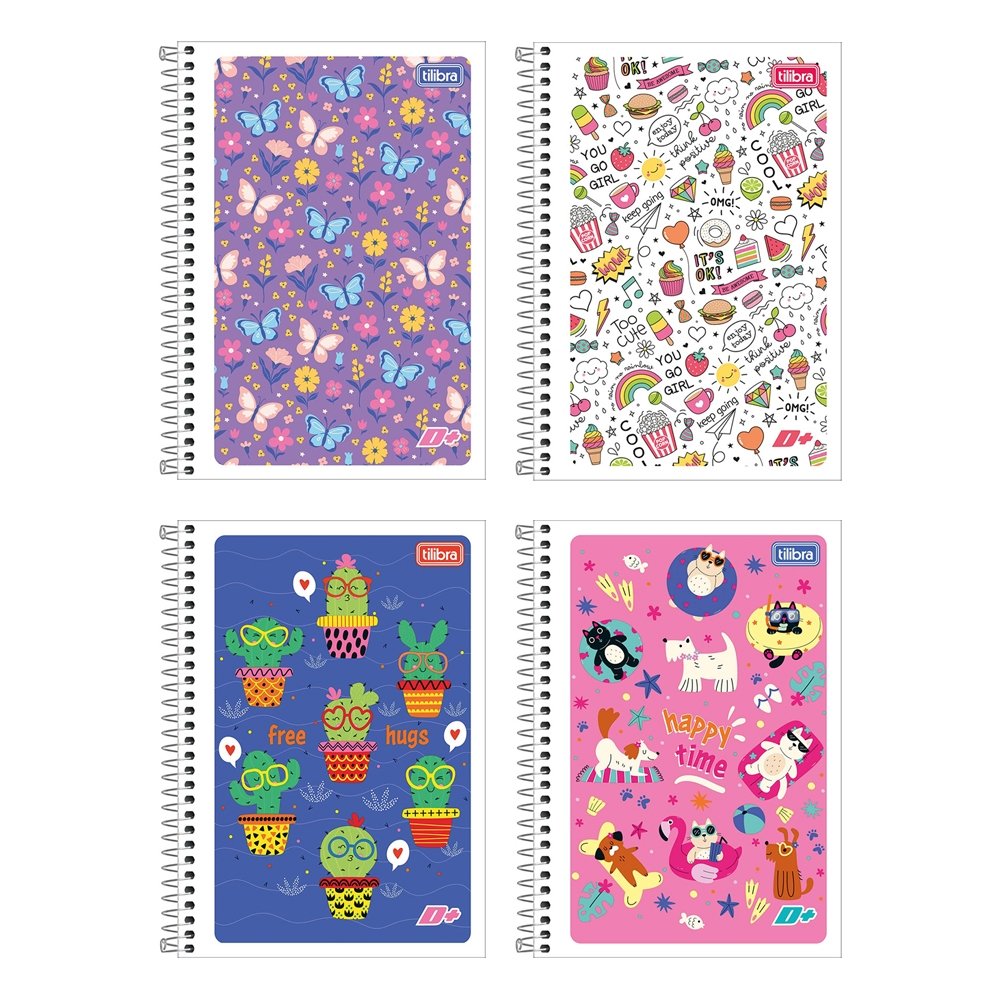 Caderno Espiral Tilibra 1/4 Capa Flexível Mais+ 96 Folhas - Embalagem com 10 Unidades (Sortidos)