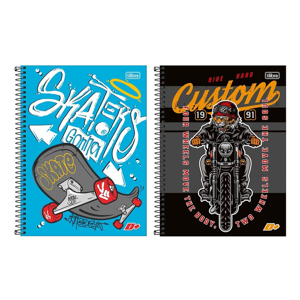 Caderno Espiral Tilibra Universitário Capa Dura Mais+ 16 Matérias 320 Folhas - Embalagem com 2 Unidades (Sortidos)
