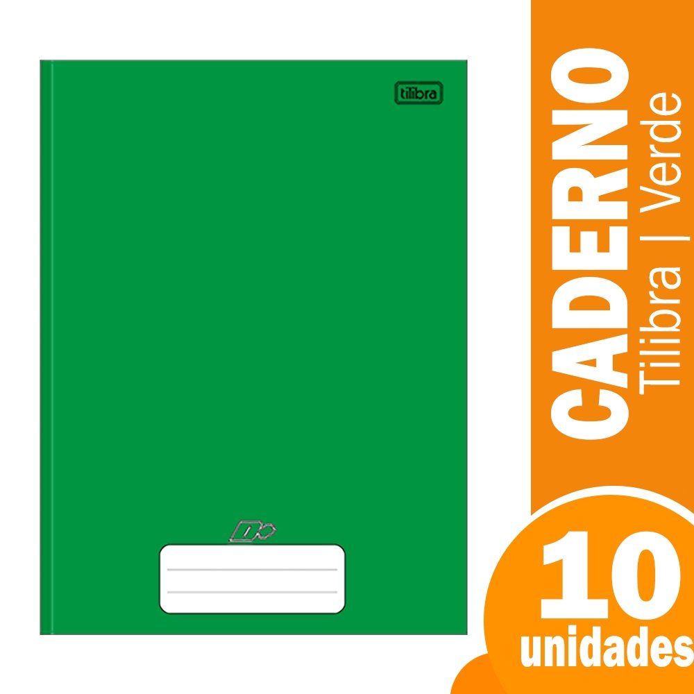 Caderno Costurado Tilibra 1/4 Capa Dura Mais+ Verde 96 Folhas - Embalagem com 10 Unidades
