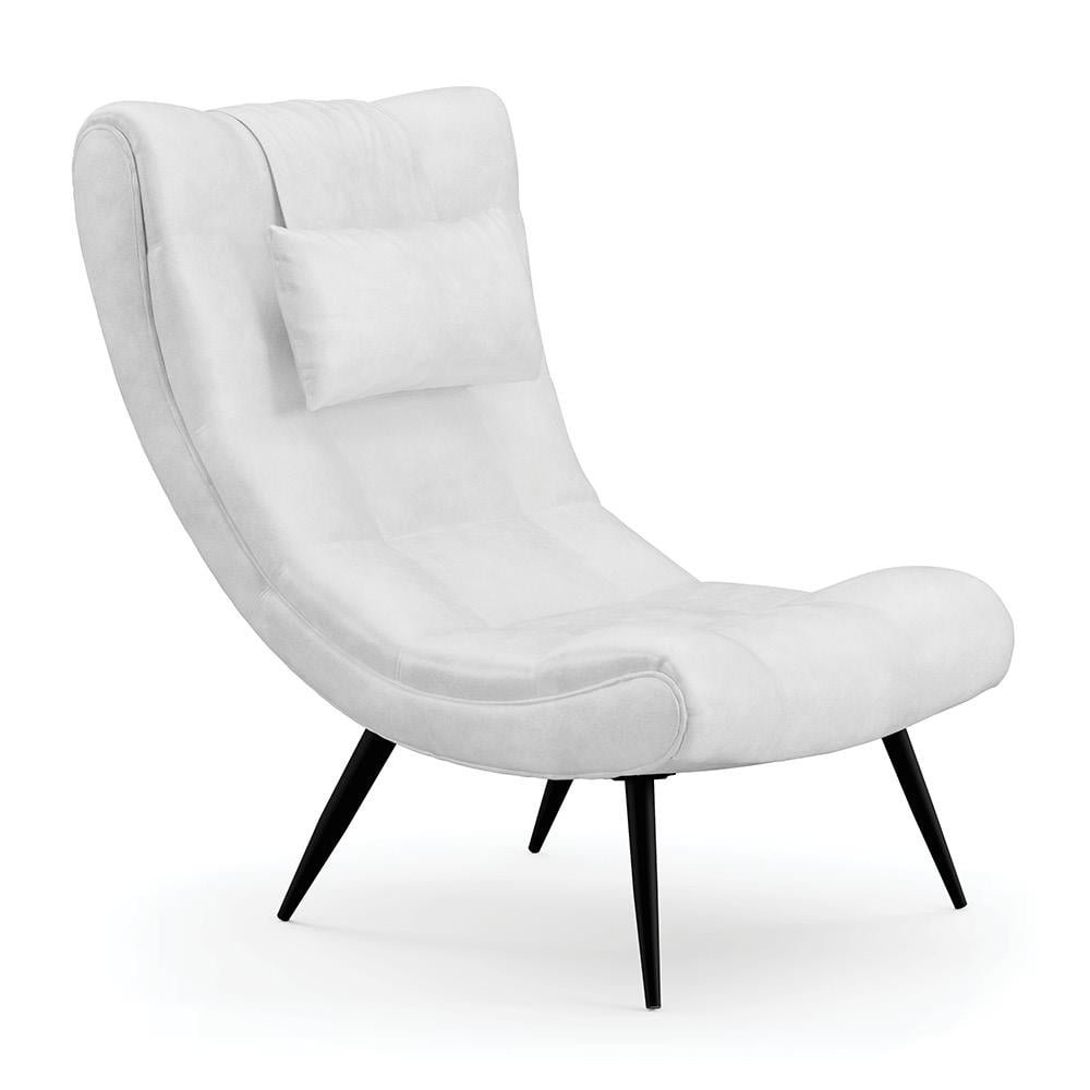 Poltrona Decorativa Sala de Estar Pés Palito Letty PU Branco G19 - Gran Belo