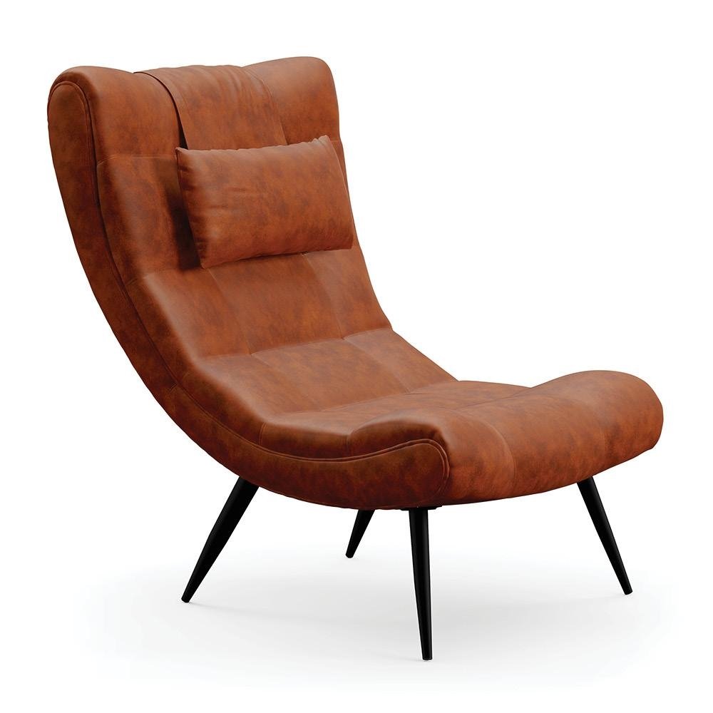 Poltrona Decorativa Sala de Estar Pes Palito Letty PU Nozes G19 - Gran Belo