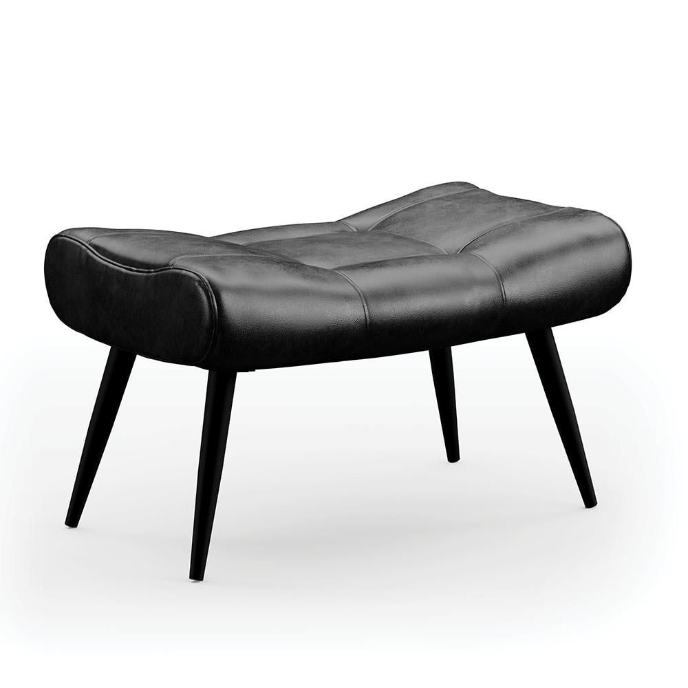 Puff Decorativo Sala de Estar Pés Palito Letty PU Preto G19 - Gran Belo
