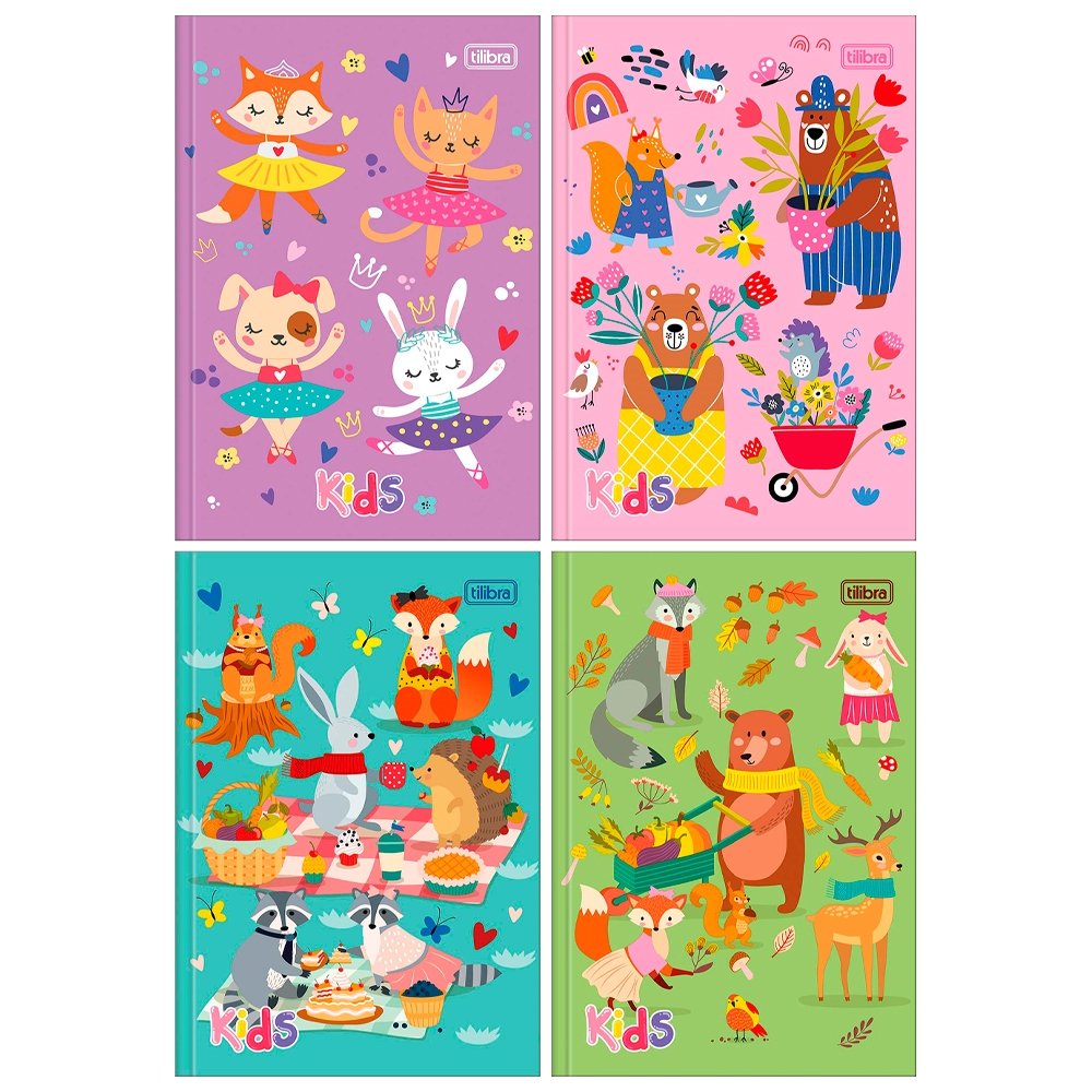 Caderno Costurado Tilibra 1/4 Capa Dura Sapeca Feminino 96 Folhas - Embalagem com 10 Unidades (Sortidos)