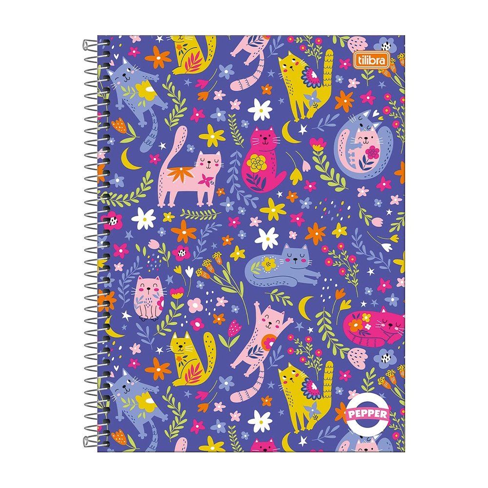 Caderno Espiral Tilibra Universitário Capa Dura Pepper 1 Matéria 80 Folhas - Embalagem com 4 Unidades (Sortidos)