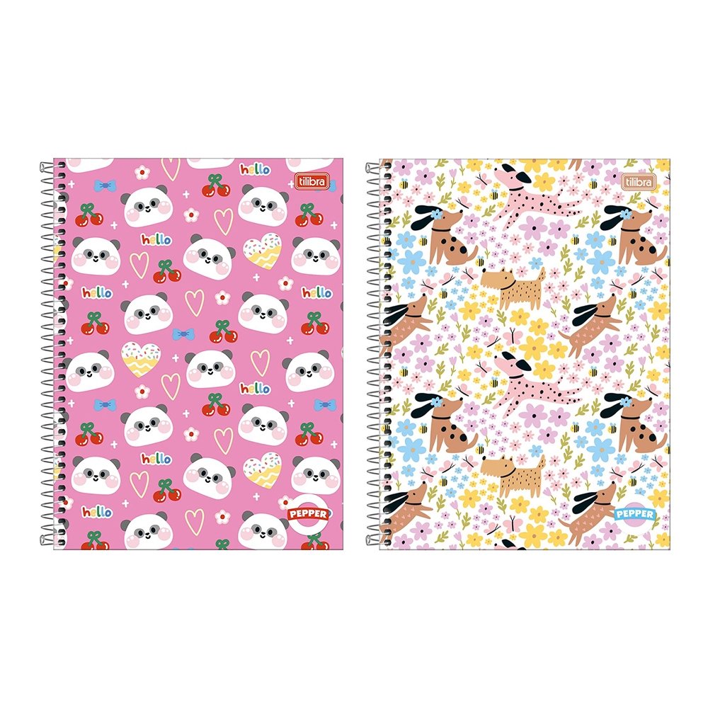 Caderno Espiral Tilibra Universitário Capa Dura 20 Matérias Pepper Feminino 320 Folhas - Embalagem com 2 Unidades