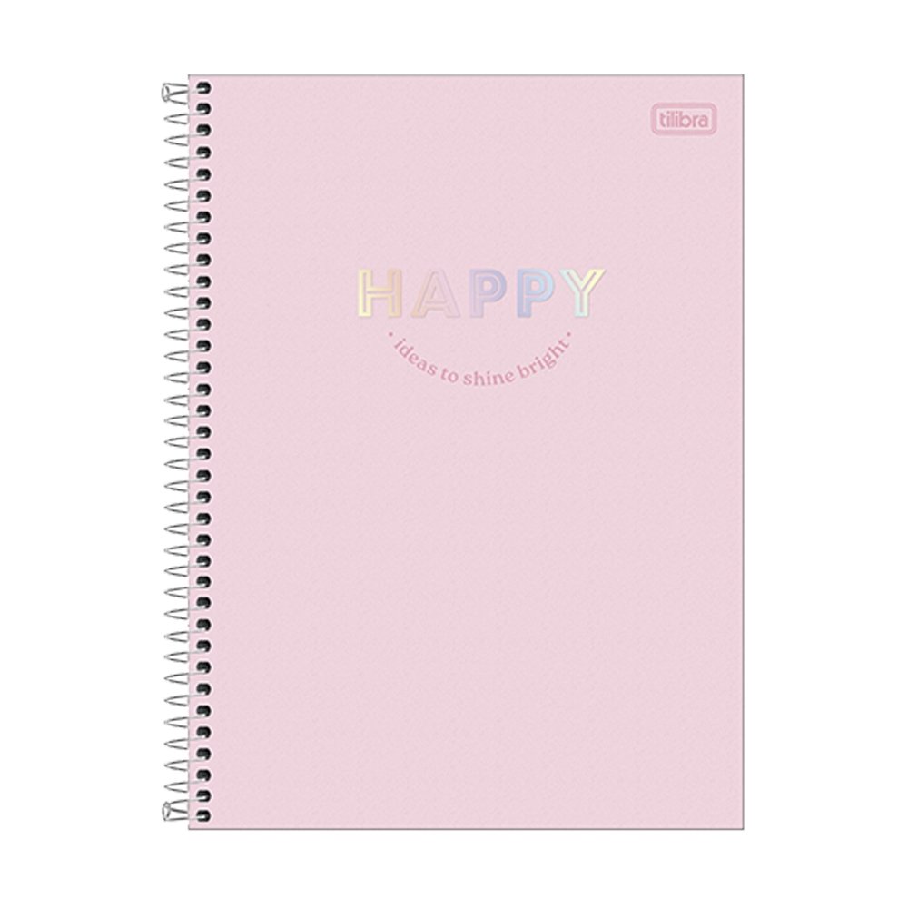 Caderno Espiral Tilibra Universitário Capa Dura Happy 10 Matérias 160 Folhas - Embalagem com 4 Unidades (Sortidos)