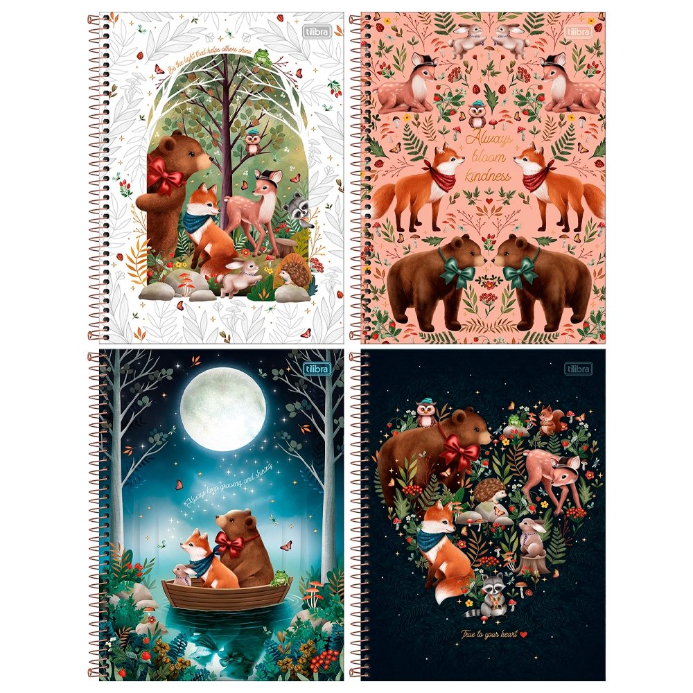Caderno Espiral Tilibra Universitário Capa Dura Loveland 10 Matérias 160 Folhas - Embalagem com 4 Unidades