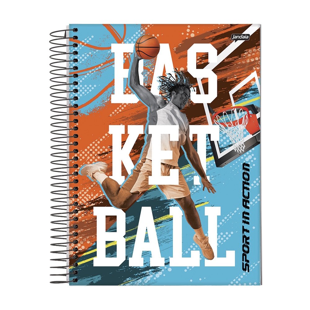 Caderno Espiral Jandaia Universitário Capa Dura Sport 12 Matérias 192 Folhas - Embalagem com 4 Unidades (Sortidos)