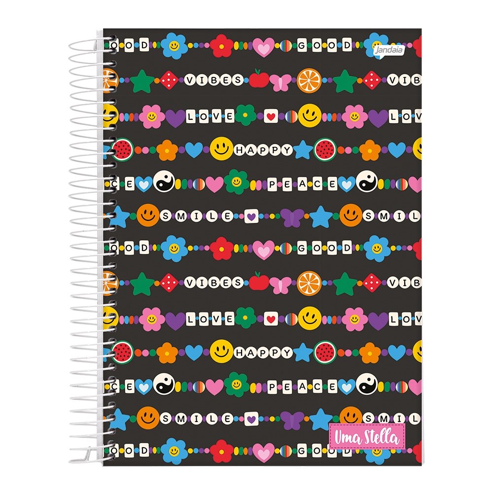 Caderno Espiral Jandaia Universitário Capa Dura 1 Matéria Stella 80 Folhas - Embalagem 4 Unidades (Sortidos)