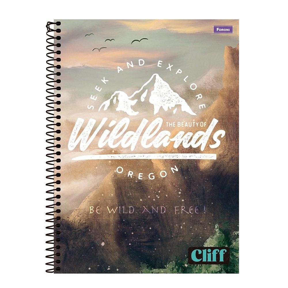 Caderno Espiral Universitário Foroni Capa Dura Cliff Masculino 20 Matérias 320 Folhas - Embalagem com 2 Unidades