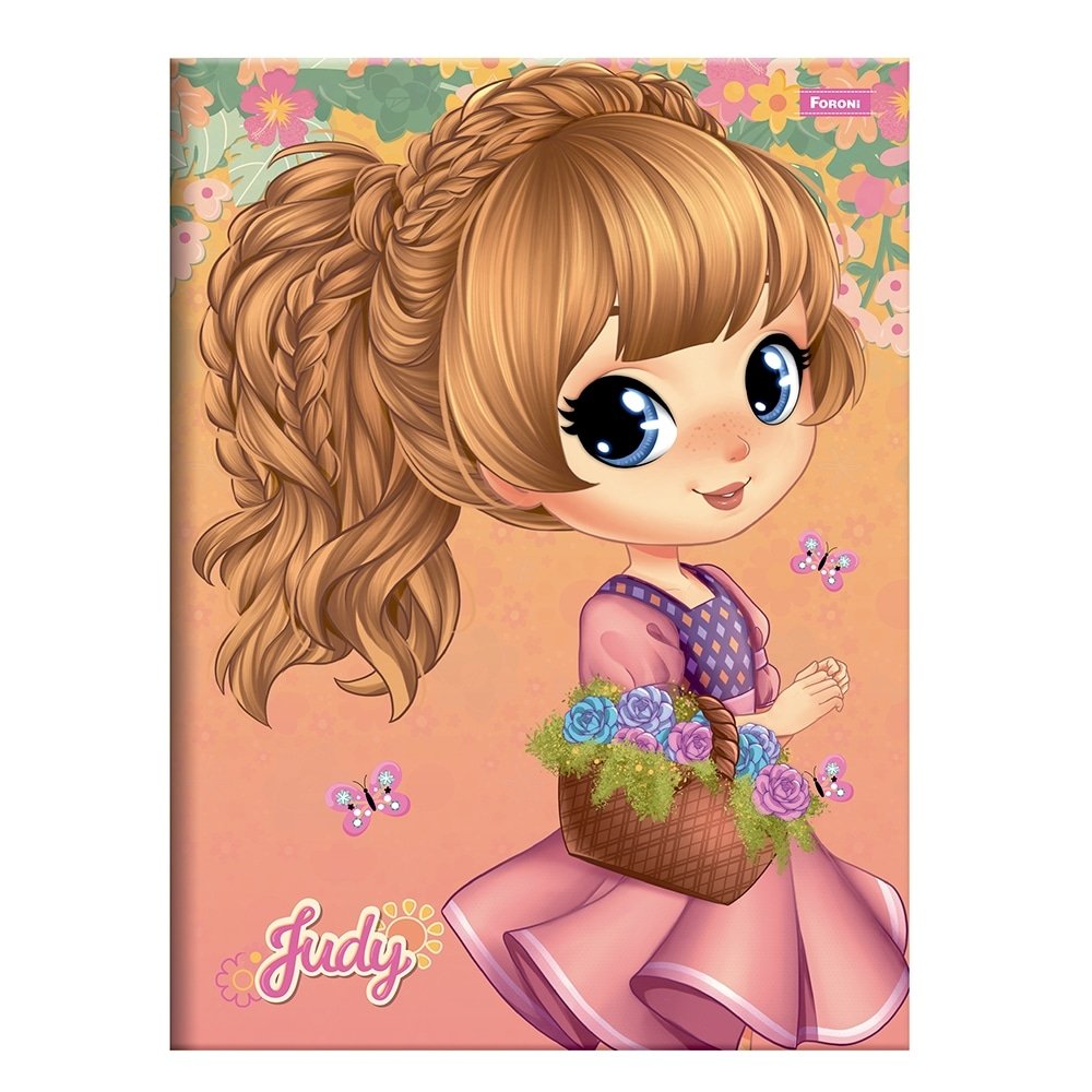 Caderno Costurado Foroni 1/4 Capa Dura Judy 80 Folhas - Embalagem com 10 Unidades (Sortidos)