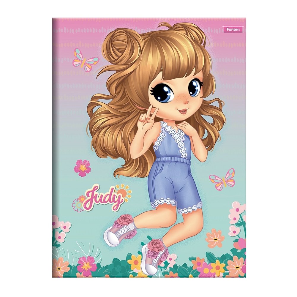 Caderno Costurado Foroni Universitário Capa Dura Judy 80 Folhas - Embalagem com 5 Unidades (Sortidos)