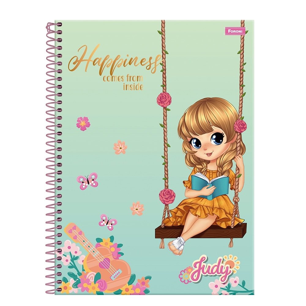 Caderno Espiral Foroni Universitário Capa Dura Judy 1 Matéria 80 Folhas - Embalagem com 4 Unidades (Sortidos)