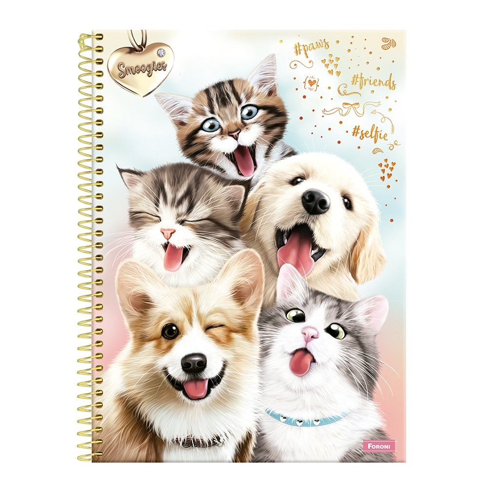 Caderno Espiral Foroni Universitário Capa Dura Smoogies 10 Matérias 160 Folhas - Embalagem com 4 Unidades (S