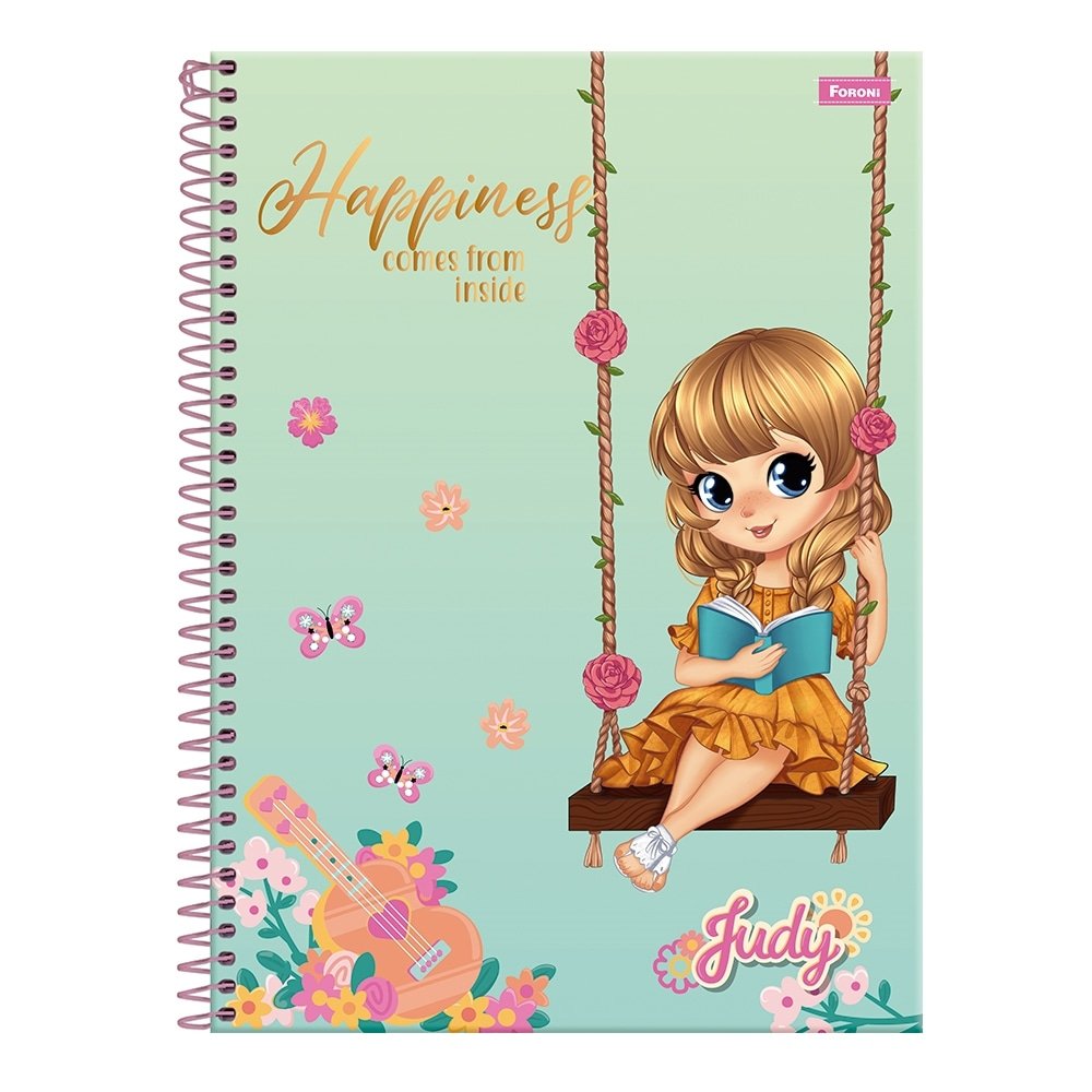 Caderno Espiral Foroni Universitário Capa Dura Judy 15 Matérias 240 Folhas - Embalagem com 2 Unidades (Sortidos)
