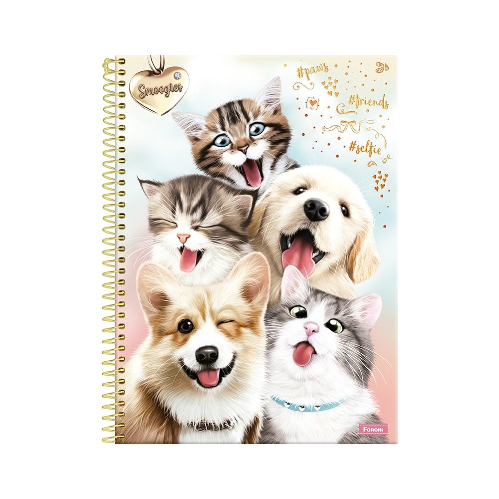 Caderno Espiral Foroni Universitário Capa Dura Smoogies 15 Matérias 240 Folhas - Embalagem 2 Unidades (Sorti
