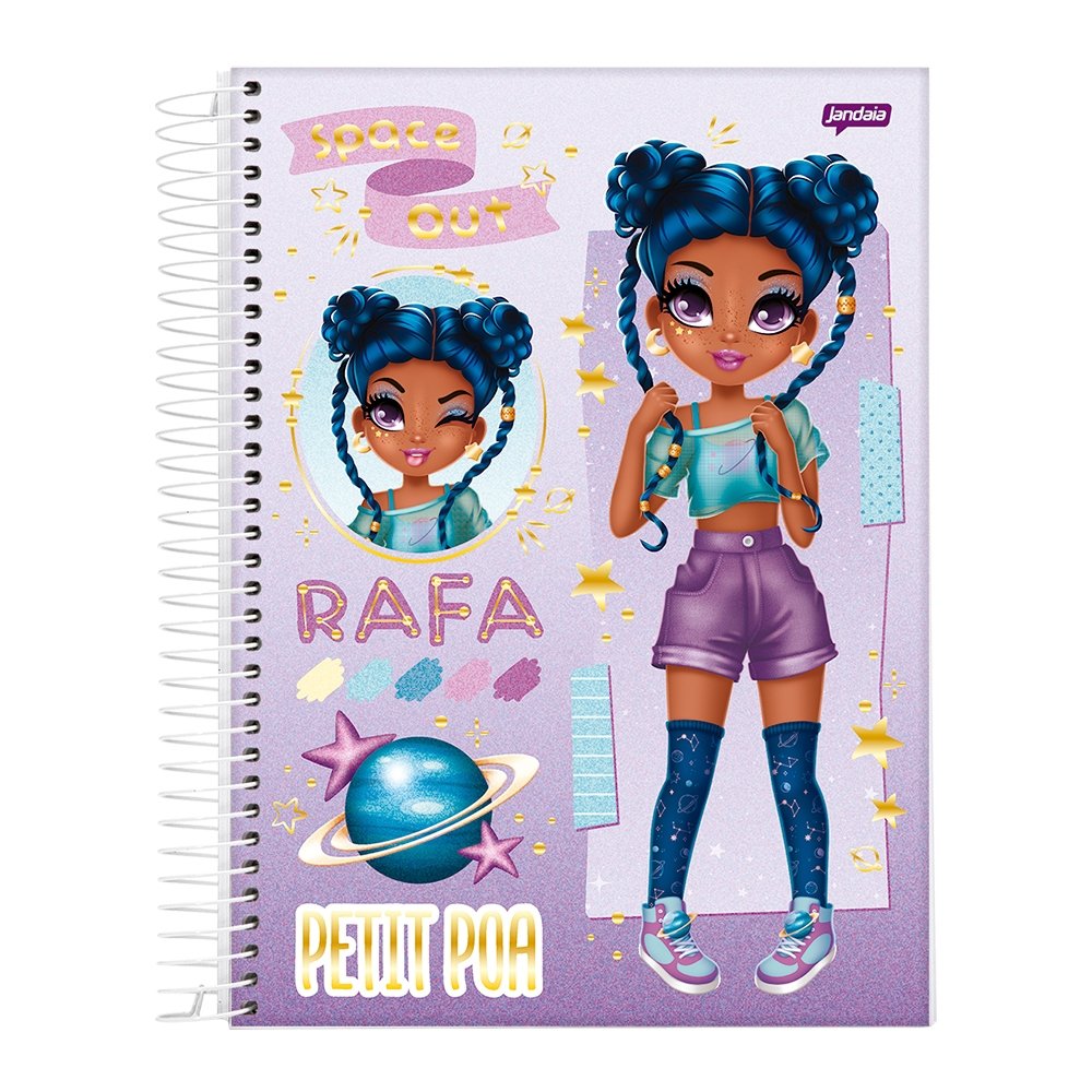 Caderno Espiral Jandaia Universitário Capa Dura Petit Poa 10 Matérias 160 Folhas Embalagem com 4 Unidades