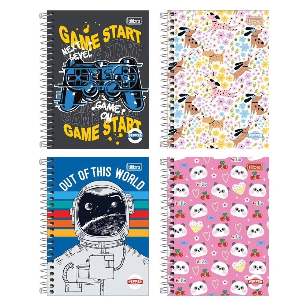 Caderno Espiral Tilibra 1/4 Capa Dura Flexível Pepper 80 Folhas - Embalagem com 6 Unidades