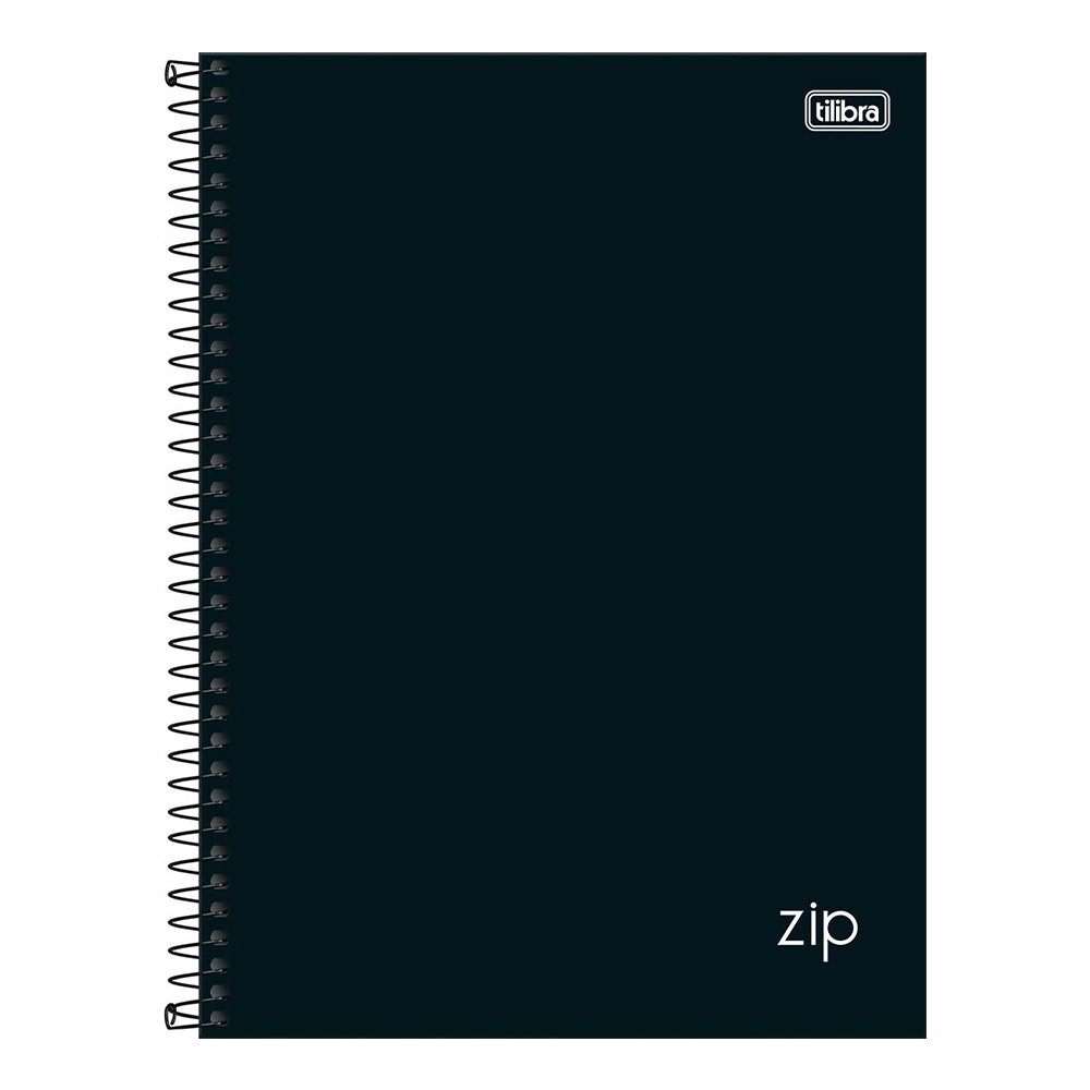 Caderno Espiral Tilibra Universitário Capa Dura Zip Preto 10 Matérias 160 Folhas - Embalagem com 4 Unidades