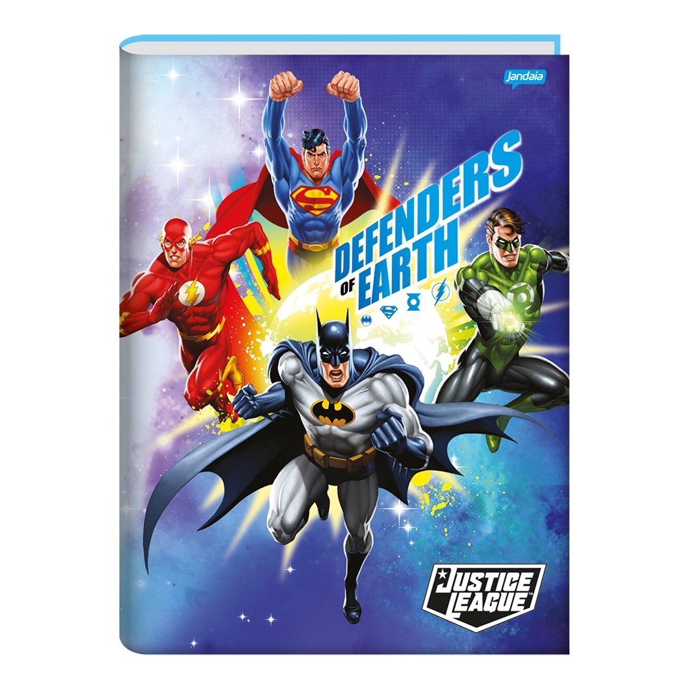 Caderno Costurado 1/4 Jandaia Capa Dura Liga da Justiça 80 Folhas Embalagem com 5 Unidades