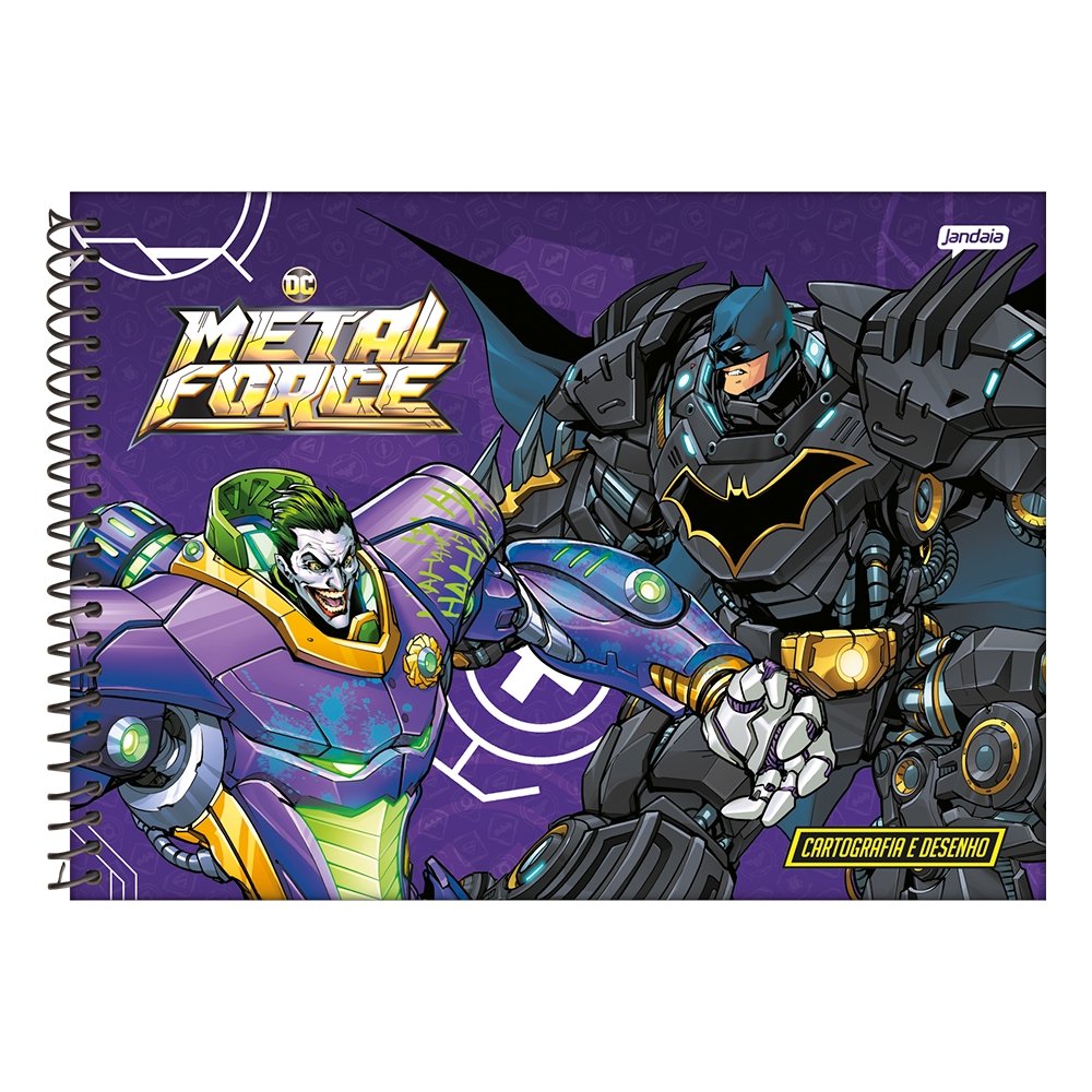 Caderno Cartografia Espiral Jandaia Capa Dura Liga da Justiça 80 Folhas Embalagem com 4 Unidades
