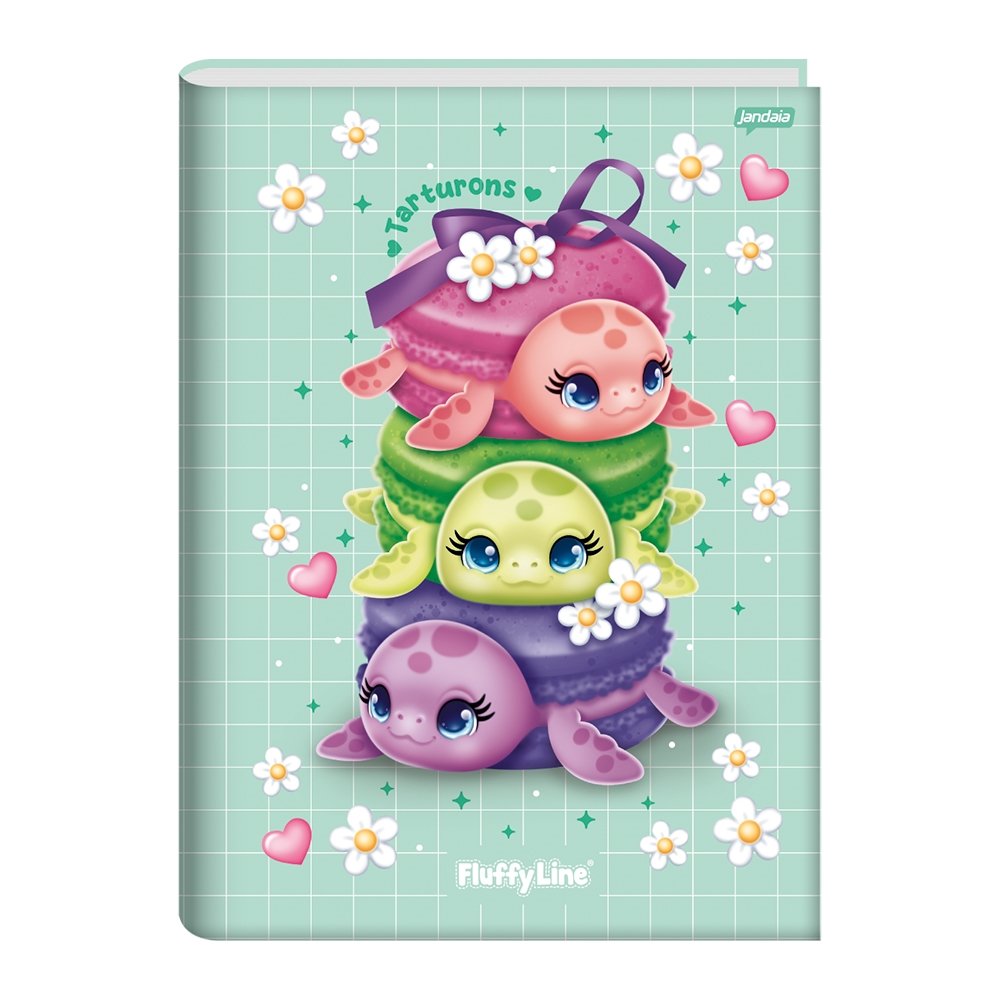 Caderno Costurado 1/4 Jandaia Capa Dura Fluffy 80 Folhas Embalagem com 5 Unidades
