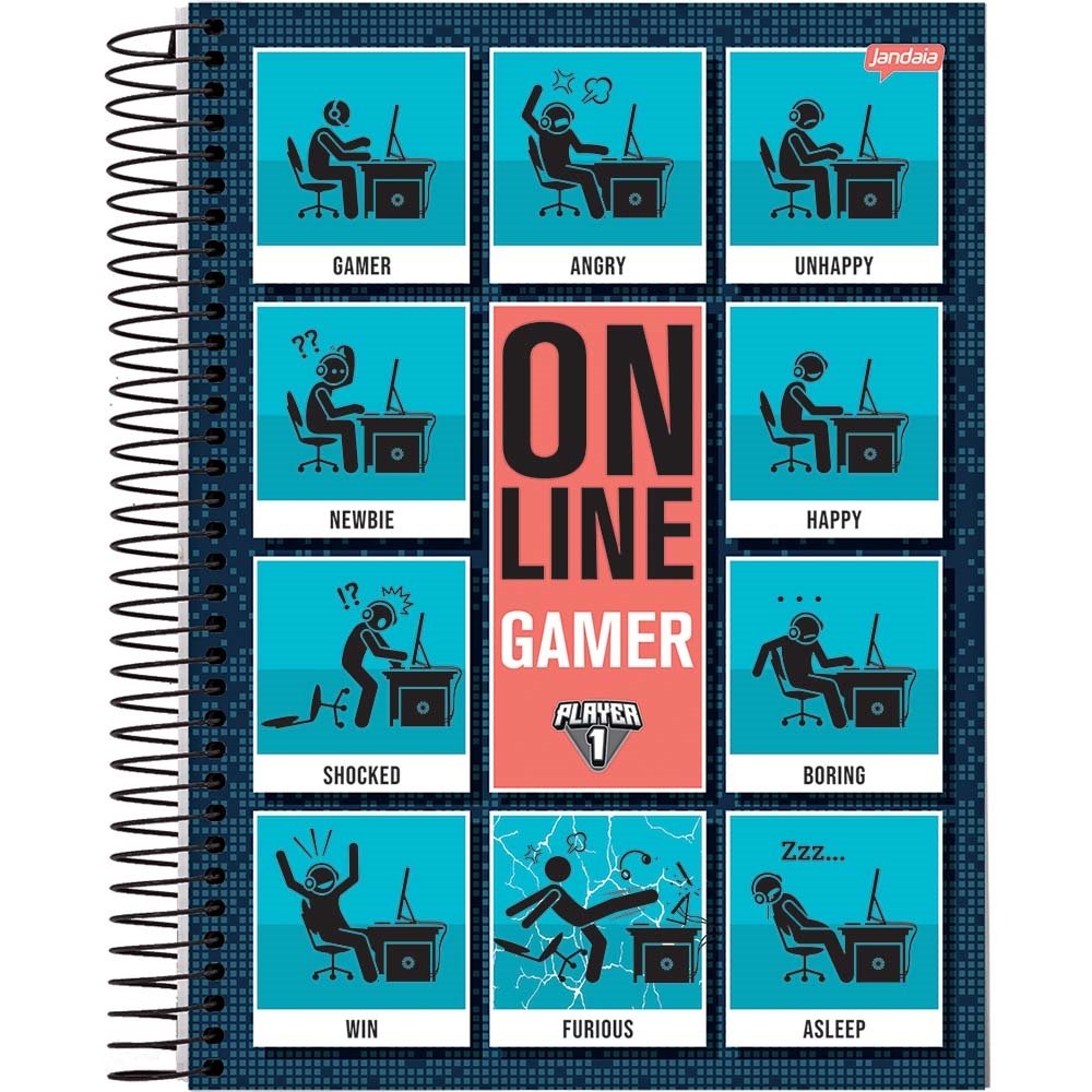 Caderno Espiral Jandaia Universitário Capa Dura Player 10 Matérias 160 Folhas - Embalagem com 4 Unidades