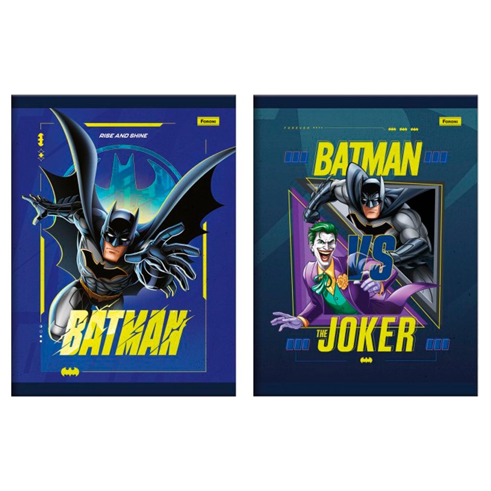 Caderno Brochurão Foroni Capa Flexível Batman 60 Folhas - Embalagem com 10 Unidades