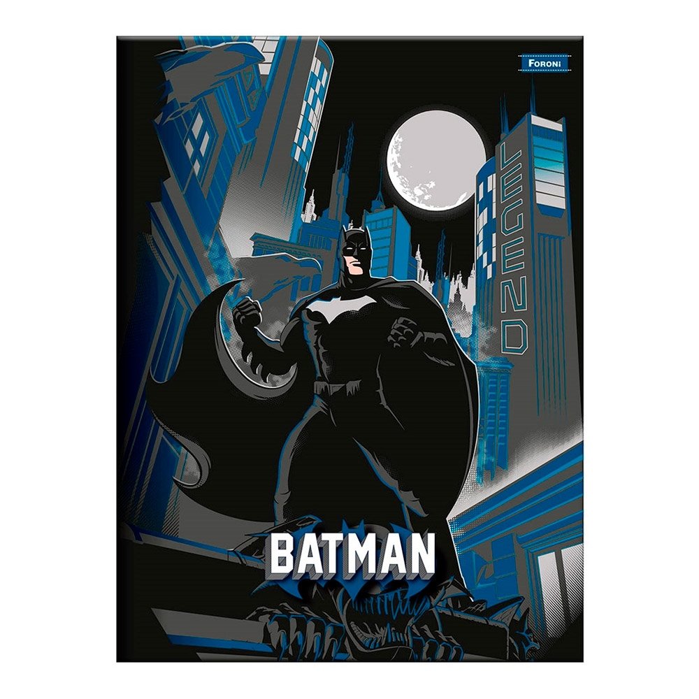 Caderno Costurado Foroni 1/4 Capa Dura Batman 80 Folhas - Embalagem com 10 Unidades
