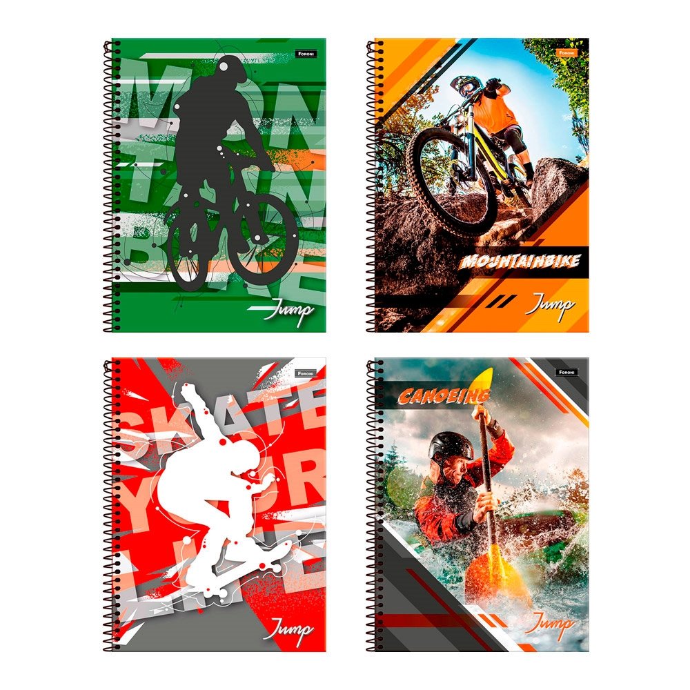 Caderno Espiral Foroni Universitário Capa Dura Jump 15 Matérias 300 Folhas - Embalagem com 2 Unidades