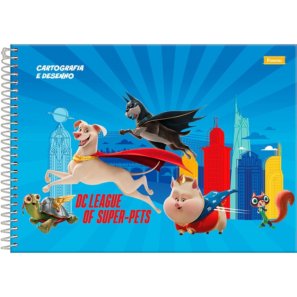 Caderno Cartografia Foroni Capa Dura Super Pets 80 Folhas - Embalagem com 4 Unidades